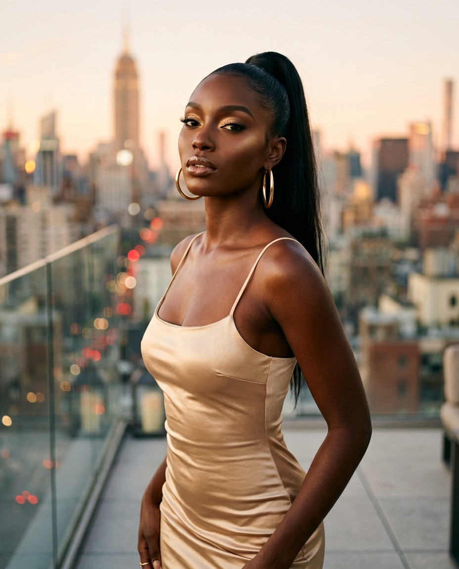 Imani Okafor — KI-generiertes Model (High Fashion · International)